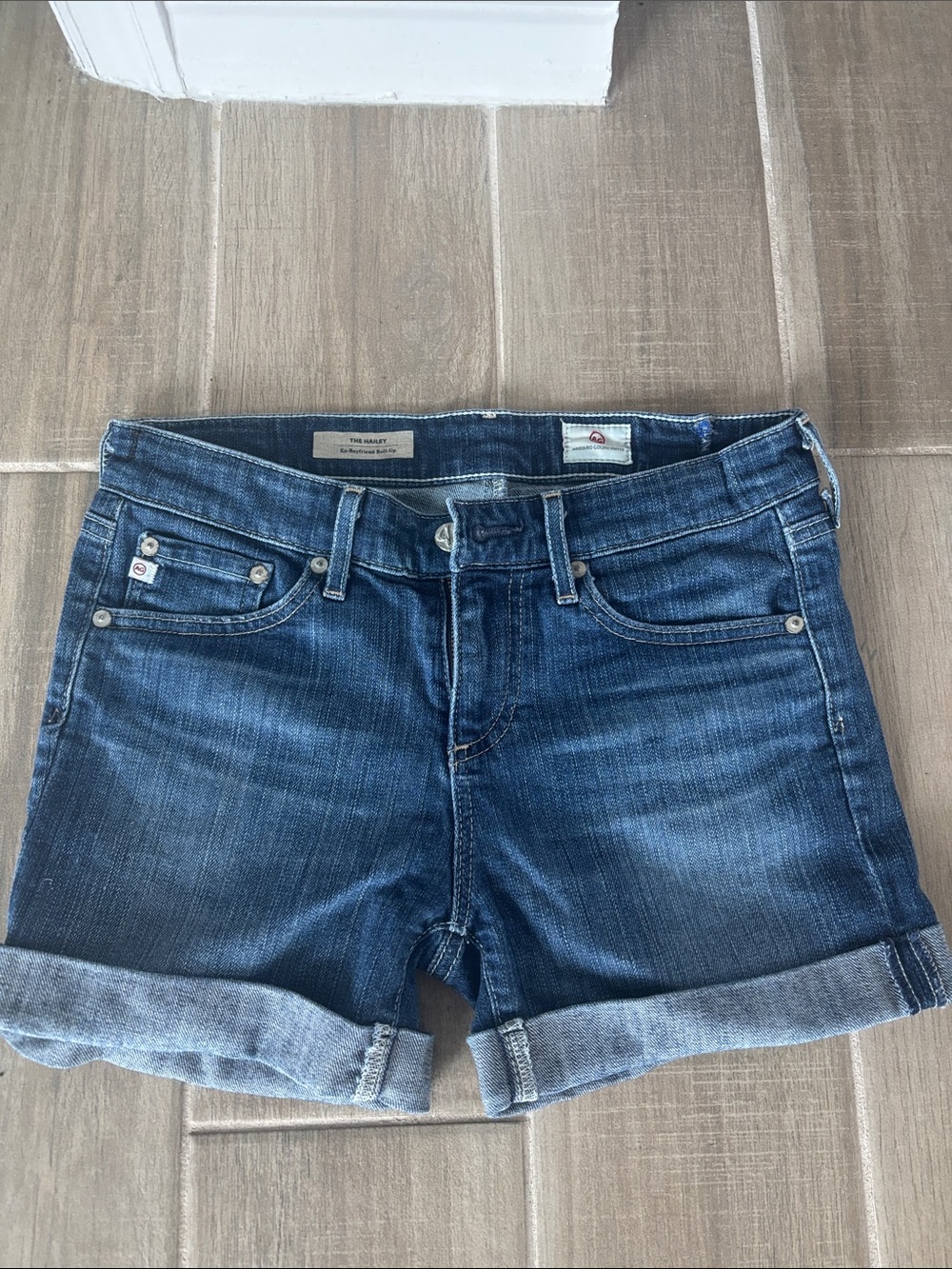 AG Adriano Goldschmied Indigo Blue Rolled-Cuff Denim Shorts
